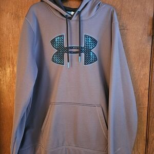 Under Armour Charcoal Hoodie with Teal Logo